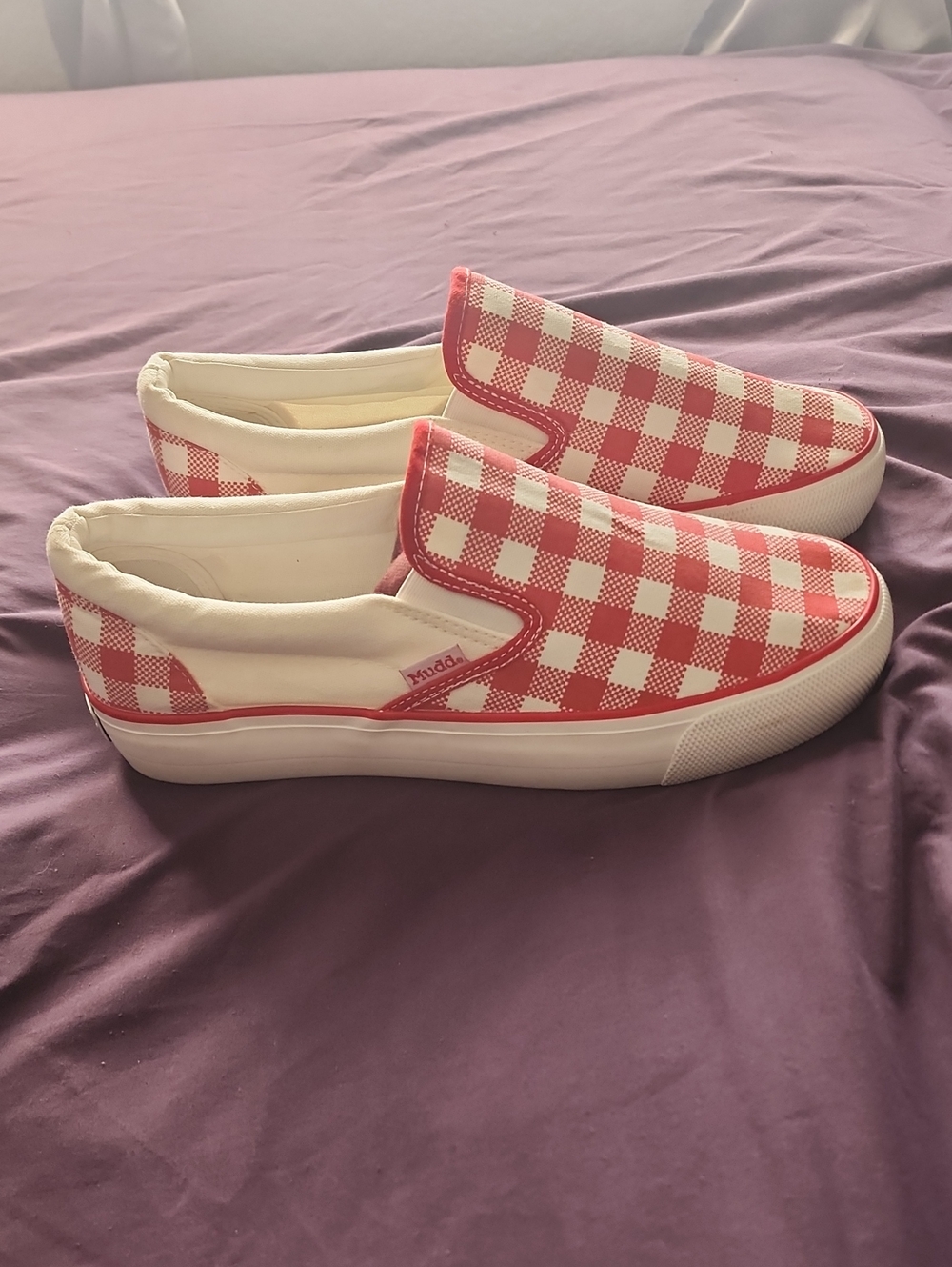 Mudd Red and White Gingham Slip-On Mules 🏁
